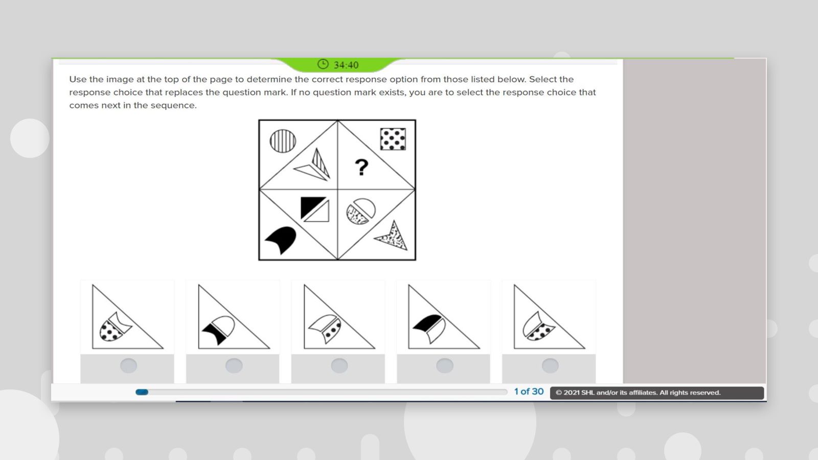 Reasoning screen. SHL тесты Inductive Reasoning.